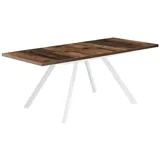 B&D home B&D home® Designer Esstisch Sven, ausziehbar 120–160 x 80 cm, für 4–6 Personen, Texas Eiche-Optik, weißes Metallgestell, moderner Küchentisch/Esszimmertisch im Rustikalem Design