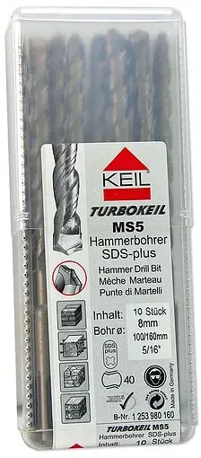 KEIL Hammerbohrer TURBOKEIL MS5 / 10er-Set 8 x 160 x 100 mm - 253.980.160