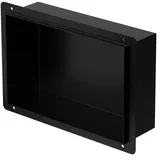 luxebath Wandnische Edelstahl 20x30x10cm Schwarz Duschnische, Randlos, Einbauregal,