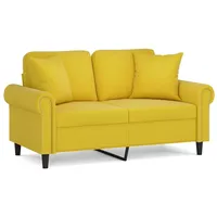 vidaXL 2-Sitzer-Sofa mit Zierkissen Gelb 120 cm Samt