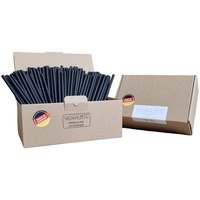 Trinkhalme, Strohhalme, schwarz, Papier, Made in Germany,  FSC-zertifiziertes Papier, 8 mm x 210 mm, im Karton je 250 Stück, aus eigener Produktion.