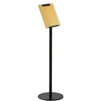 Indisplay Menükarten-Infoständer »Q« Edelstahl mit Eiche-Klemmtafel DIN A4, schwarz