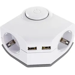 2-fach Ecksteckdose - mit 2 USB- Anschlüssen, Schalter, Thermoschutz und Kinderschutz