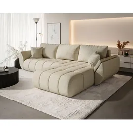 cornero Eckcouch Velours 3-Sitzer Beige