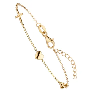 Jobo Armband Glaube Liebe Hoffnung", 925 Sterling Silber gold vergoldet 19 cm