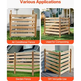 Vevor Sichtschutzzaun aus Holz, 914x914 mm 3-Paneele-Lamellenzaun für Klimaanlagen, Umzäunung für Poolausrüstung mit Metallpfählen, Mülltonnenversteck für den Außenbereich als Gartendekoration