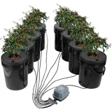 Vevor DWC Hydroponics Grow System, Hydroponisches Anbausystem, Deep Water Culture 5-Gallonen 8 Eimer, DWC-System mit Luftpumpe, Luftsteinen und Wasserstandsanzeige für Blattgemüse