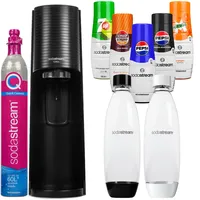 Wassersprudler SodaStream Terra Black + 2 Flaschen, Schwarz/Weiß, 1L + Sirups