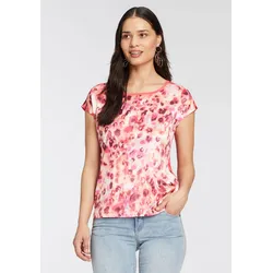 Shirtbluse, aus glänzendem Satin, Gr. 36, rot-gemustert, , 57100424-36