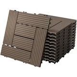 ECD Germany WPC Terrassenfliesen 30x30 cm/22 Stück=2m2, Dunkelbraun Mosaik, Holzoptik, Bodenbelag mit Klicksystem und Drainage, Terrassendielen Balkonfliesen, Klickfliesen für Terrasse Garten & Balkon