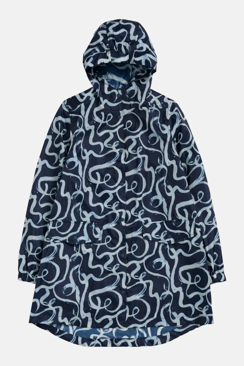 Seasalt Cornwall Regenjacke Packable Damen Blau Weiß Wellen Packbar