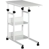 Homcom Beistelltisch mit Rollen höhenverstellbar 2 Regalen
