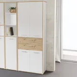 Forte KEFLAVIK Büroschrank 85 x 226 x 41,5 cm Weiß|Artisan Eiche
