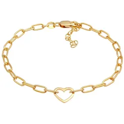 Elli Herz Gliederkette Oval Trend 925 Silber goldfarben Damen 