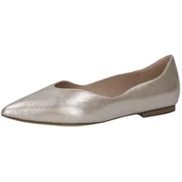 CAPRICE Damen Ballerinas aus Leder Spitz, Beige (Taupe Metallic),
