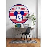 KOMAR Vlies Fototapete selbstklebend - Mickey Oh Boy (1 St.), 125x125 cm (Breite x Höhe), rund und bunt