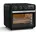 AirGlaze Heißluftfritteuse 34 L 2000 W 9 Programme Drehknopfsteuerung Rotisserie Panoramascheibe Zubehörset Grillrost Bratkorb Backblech Drehspieß Schwarz