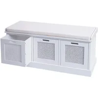 Mendler Sitzbank HWC-J49, Polsterbank Garderobenbank, Kissen Aufbewahrungsboxen Staufach 47x110x40cm