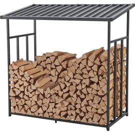 casa.pro Brennholzregal Yakutat Metall 145 x 143 x 70 cm Schwarz