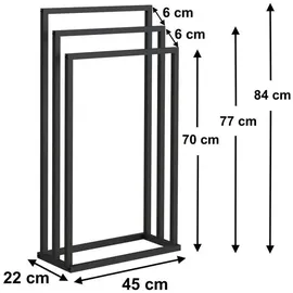 DanDiBo Ambiente DanDiBo Handtuchhalter Stehend Schwarz Metall KW449 3-armig Badetuchhalter mit 3 Handtuchstangen Badezimmer Badezimmermöbel Modern