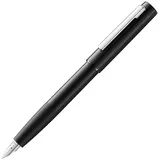 Lamy aion black Füller – moderner Füllhalter im eloxierten, leichten & nahtlosen Aluminium-Gehäuse – mit Edelstahl-Clip & Stahlfeder in Strichbreite M – inkl. Tintenpatrone LAMY T 10 blau