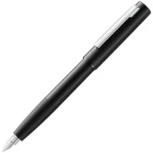 Lamy aion black Füller – moderner Füllhalter im eloxierten, leichten & nahtlosen Aluminium-Gehäuse – mit Edelstahl-Clip & Stahlfeder in Strichbreite M – inkl. Tintenpatrone LAMY T 10 blau
