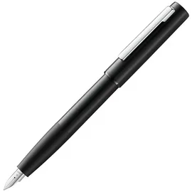 Lamy aion black Füller – moderner Füllhalter im eloxierten, leichten & nahtlosen Aluminium-Gehäuse – mit Edelstahl-Clip & Stahlfeder in Strichbreite M – inkl. Tintenpatrone LAMY T 10 blau