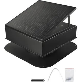 Vevor Solarbetriebener Ventilator, 35 W intelligenter Solar-Dachventilator mit Thermostat, 67960 L/min Luftstrom, eingebauter bürstenloser Gleichstrommotor zur Kühlung & Entfeuchtung