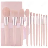KINSI Kosmetikpinsel-Set Make-up-Pinsel-Set 11-teilig - Für Foundation,Lidschatten & Kontur, 11 tlg., Inkl. Gesichts- & Augenpinsel - Weich & Hautfreundlich rosa