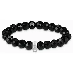 Thomas Sabo Bead-Armband Modell: X0292-023-11-L17 aus facettierten, ovalen Obsidian-Beads und ringförmiger Öse für Charms