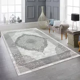 Designer Teppich Moderner Teppich Wohnzimmer Teppich mit Muster Grau Cream Beige Größe 120x170 cm