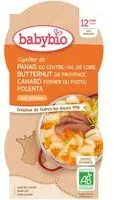 Babybio SUPRÊME DE PANAIS DU CENTRE-VAL LOIRE BUTTERNUT PROVENCE CANARD FERMIER POITOU POLENTA AU ROMARIN dès 12 mois Aliment 400 g