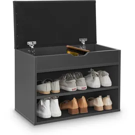 Juskys Schuhregal mit Klappdeckel und gepolstertem Sitz 60x30x44 cm - Grau