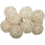 Atmosphera LED-Lichterkette Rattan 162 cm Elfenbeinfarben