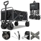 Sekey Bollerwagen Faltbar Transportkarre Strandwagen mit Bremsen Teleskopstange, 10cm Extra Breite Reifen, Tragekraft 200KG, Klassisch 3017 schwarz