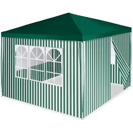 VCM Pavillon 3 x 3 m inkl. 4 Seitenteile Grün/Weiß