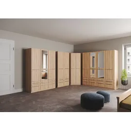 Priess Kleiderschrank PRIESS "Schrank Garderobe Wäscheschrank Barcelona in 5 Breiten", braun (eichefarben artisan), B:185cm H:193cm T:54cm, Holzwerkstoff, Schränke, Kleiderschrank, viel Stauraum, geräumige Schubkästen, mit Spiegel, MADE IN GERMANY