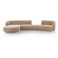Micadoni Sofa Miley, modular mit Recamiere 4-Sitzer braun