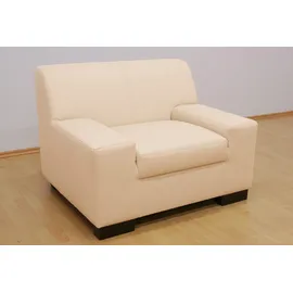 DOMO collection "Norma kubisch und zeitlos, komfortabel, flache Armlehnen", beige (creme), B:110cm H:74cm T:85cm, NaturLEDER in Sitz und Rücken.