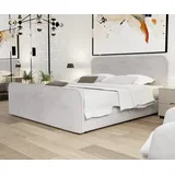 Fun Möbel Boxspringbett Schlafzimmerbett MABEL 180x200cm Stoff Opera Velvet Hellgrau - Grau