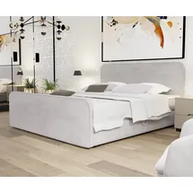 Fun Möbel Boxspringbett Schlafzimmerbett MABEL 180x200cm Stoff Opera Velvet Hellgrau - Grau