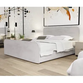 Fun Möbel Boxspringbett Schlafzimmerbett MABEL 180x200cm Stoff Opera Velvet Hellgrau - Grau