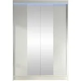 MIRJAN24 Schiebetürenschrank Lino II, Schrank mit Spiegel, Kleiderschrank (Weiß, mit RGB LED Beleuchtung) - Weiß