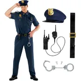 Morph Polizeikostüm für Herren, Polizist Verkleidung, Ideal für Karneval und Fasching, L