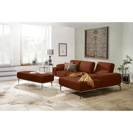 W.Schillig Ecksofa "run, Designsofa mit tollem Sitzkomfort, bequem, L-Form", orange (terracotta w82), B:299cm H:88cm T:178cm, Longlife Xtra-Leder Z73: Naturwalkleder der Luxusklasse aus den erlesensten Rohhäuten.