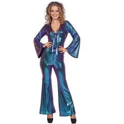 Glamour Disco Damenkostüm blau-lila - 44