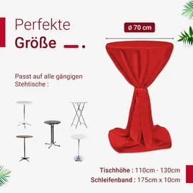 TexDeko Stehtischhusse Premium Rot Ø 70cm mit Schleifenband