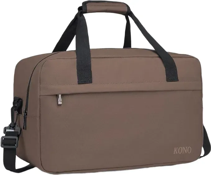 Kono 55 x 35 x 25 cm Handgepäck Reisetasche für Kabine und Wochenende mit Schultergurt, 48 L, Braun