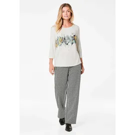 GOLDNER Kurzgröße: Edles Shirt mit Frontdruck, 3/4-Arm in cremeweiß | Gr.: 25
