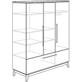 Paidi Kleiderschrank Sten 171 x 200 cm Eiche grau